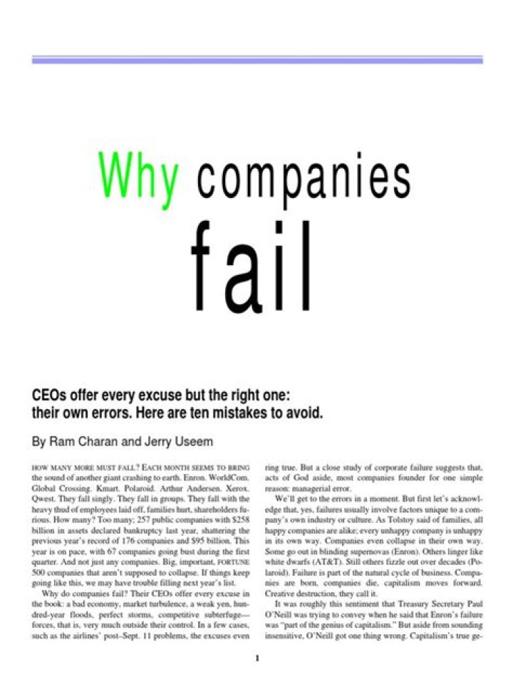 Why did the Enron company fail?